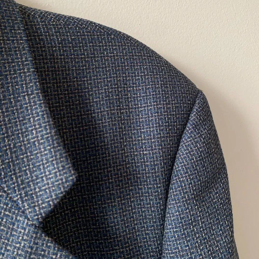 Tallia Uomo Men's Gray Multicolor Plaid Wool 2 Button Sport Coat Blazer Size 43R
